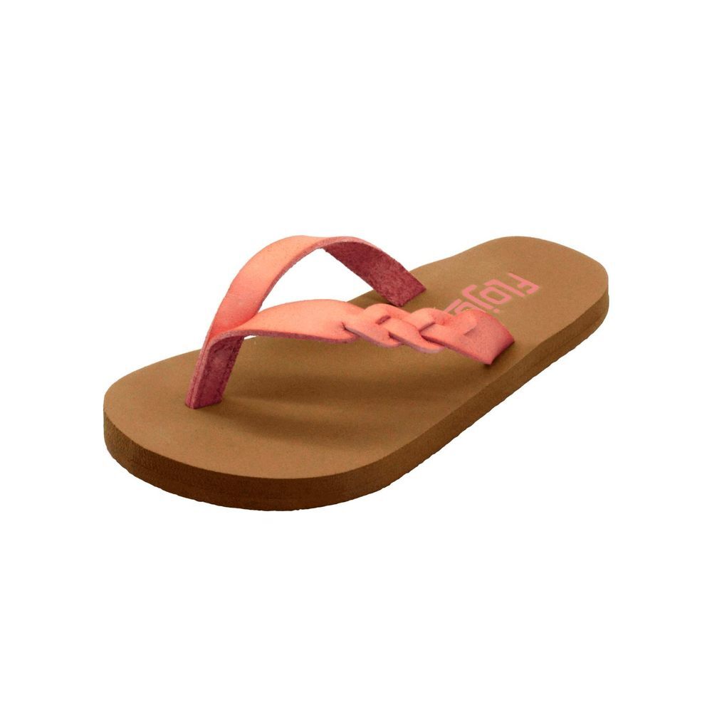 FLOJOS Girls Serenity Flat Sandal, Coral Glitter, 12 Little Kid